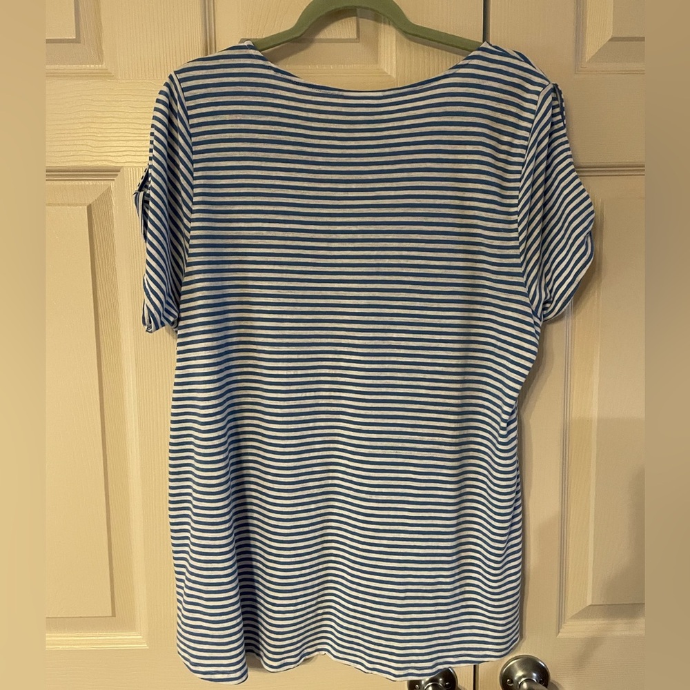 J. Jill Blue and White Striped Short-Sleeve Tunic - Picture 3 of 7